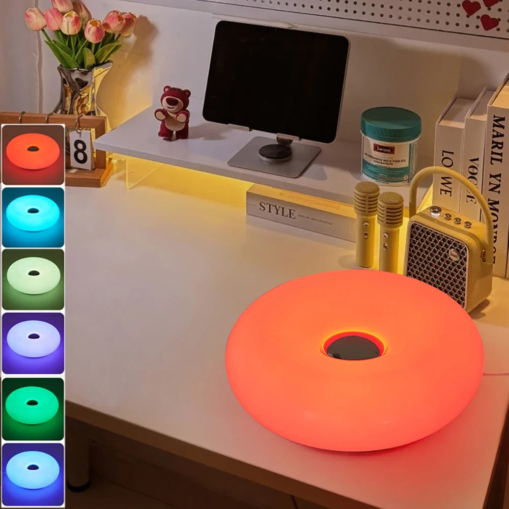 Bauhaus Donut Table Lamp USB LED Bedside Night Light for Bedroom Living Room Dining Room - PhishStones Products