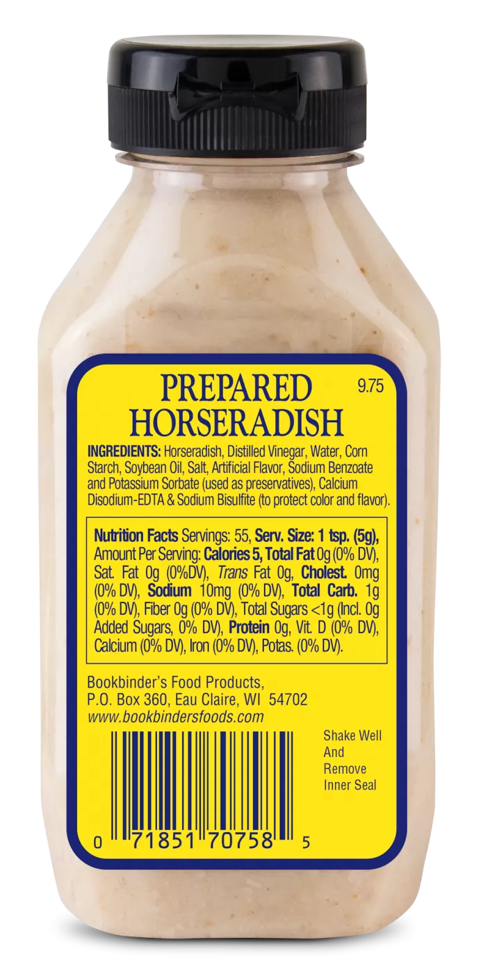 Bookbinder's Prepared Horseradish, 9.75 oz, Pack of 9