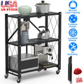 3-Tier Foldable Storage Shelf With Wheels