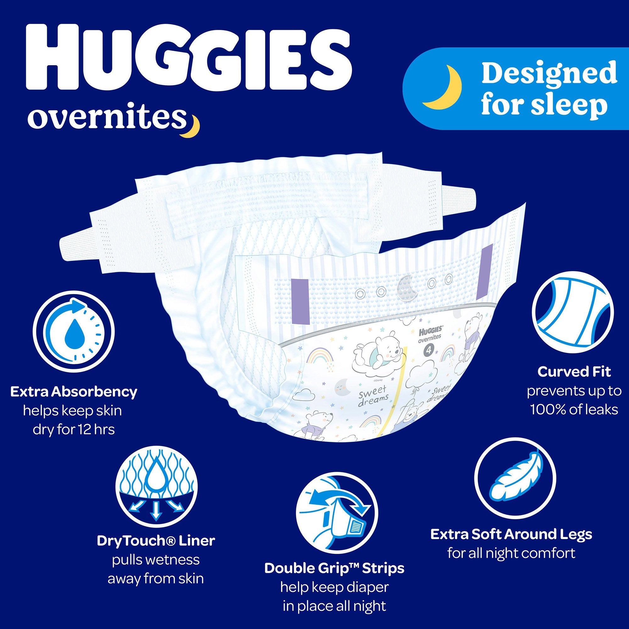 Unisex Baby Diaper Huggies® Overnites Size 7 Disposable Heavy Absorbency 54918