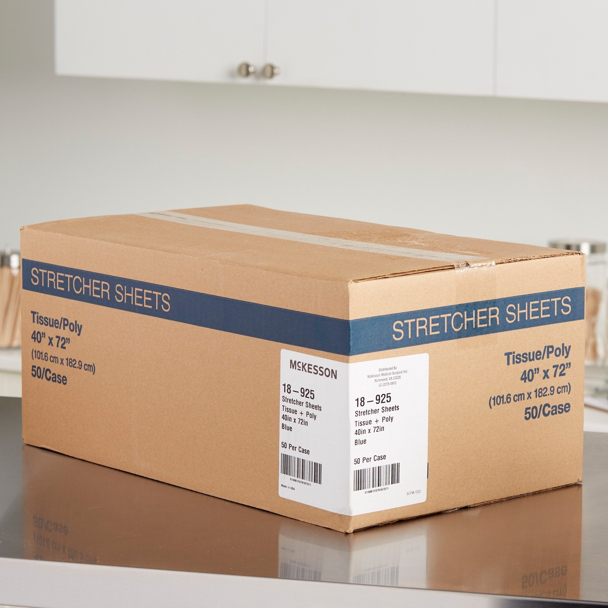 McKesson Blue Flat Stretcher Sheet, 40 x 72 Inch 18-925