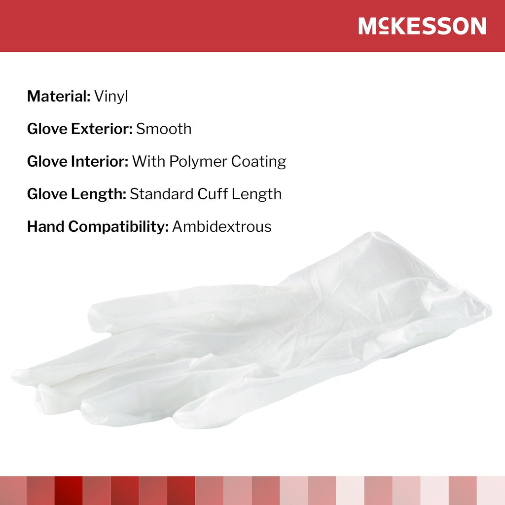 McKesson Confiderm® Vinyl Exam Glove, Large, Clear 14-168