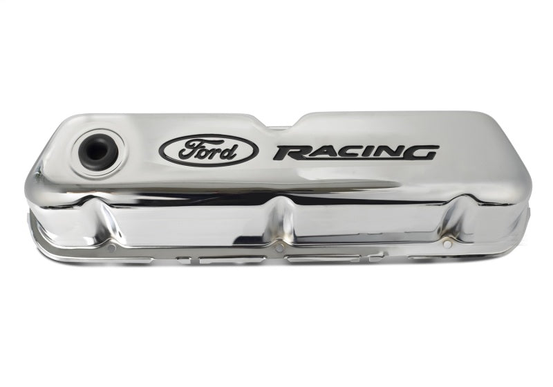 Ford Chrome Steel Valve Cover Set w/Ford Racing Logo FRD302-071