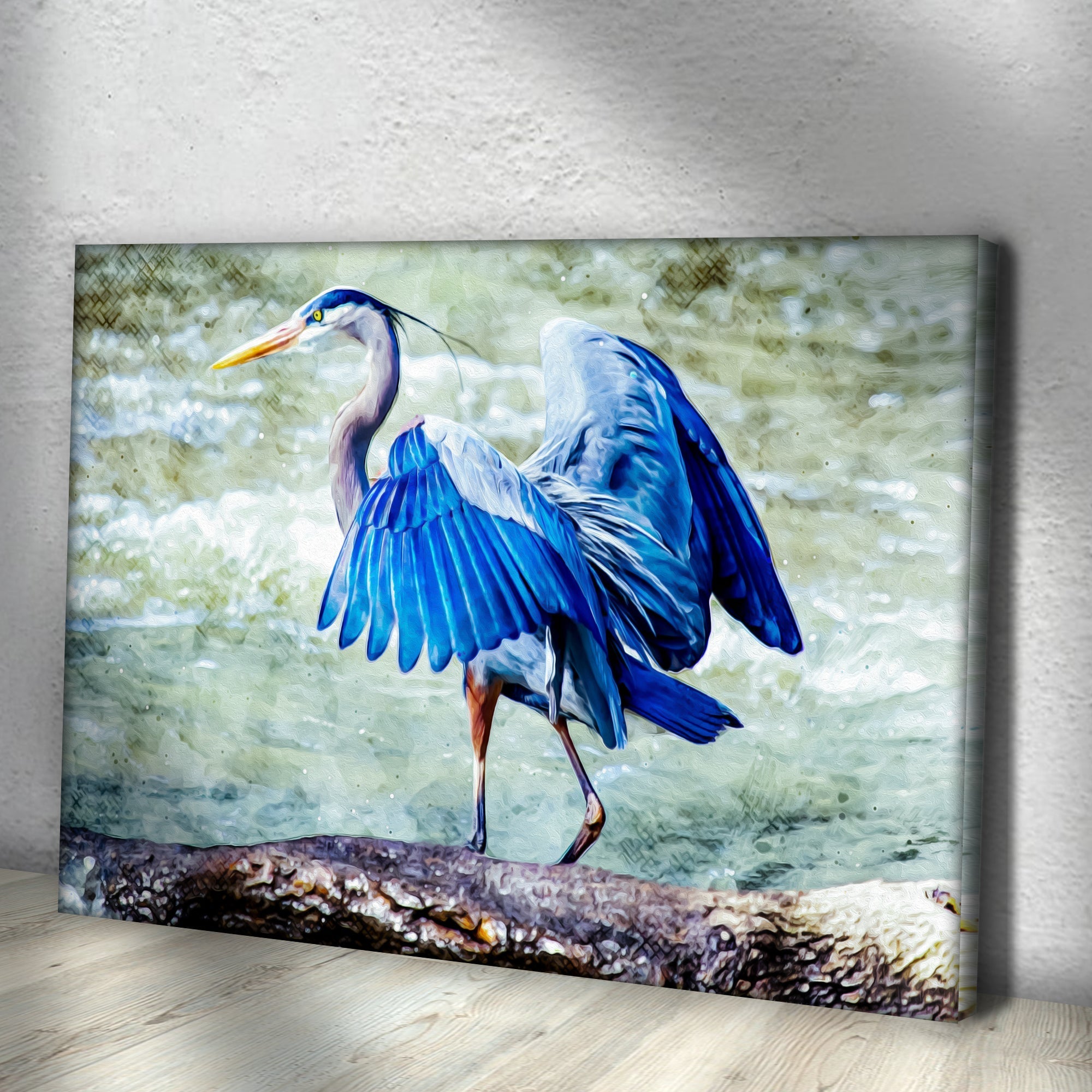 Beach Blue Heron Canvas Wall Art II - PhishStones Products