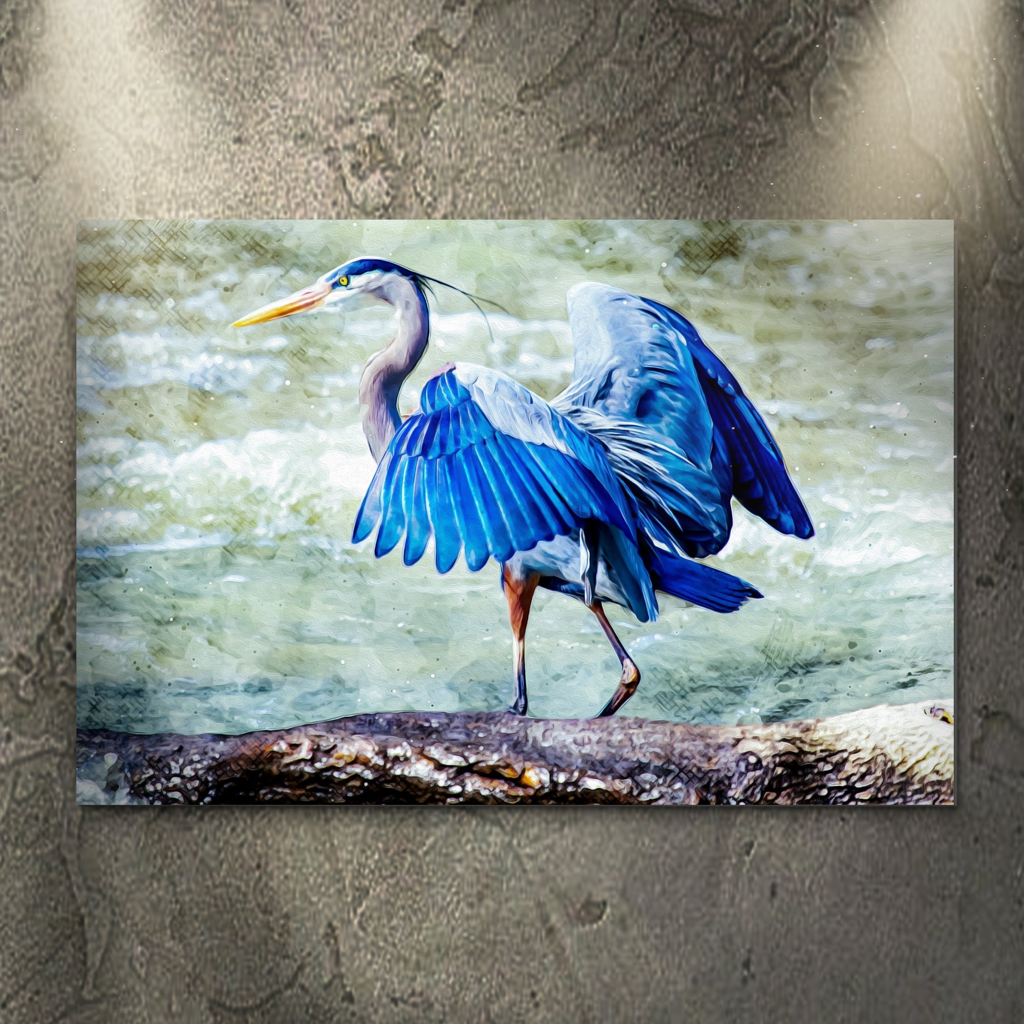 Beach Blue Heron Canvas Wall Art II - PhishStones Products