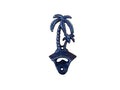 Rustic Dark Blue Cast Iron Wall Mounted Palm Tree Bottle Opener 6""