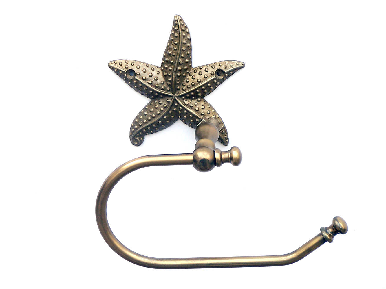 Antique Brass Starfish Toilet Paper Holder 10""