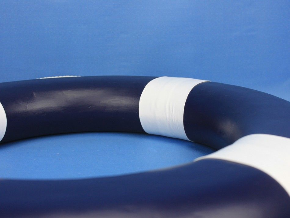 Dark Blue Painted Decorative Lifering with White Bands 20""