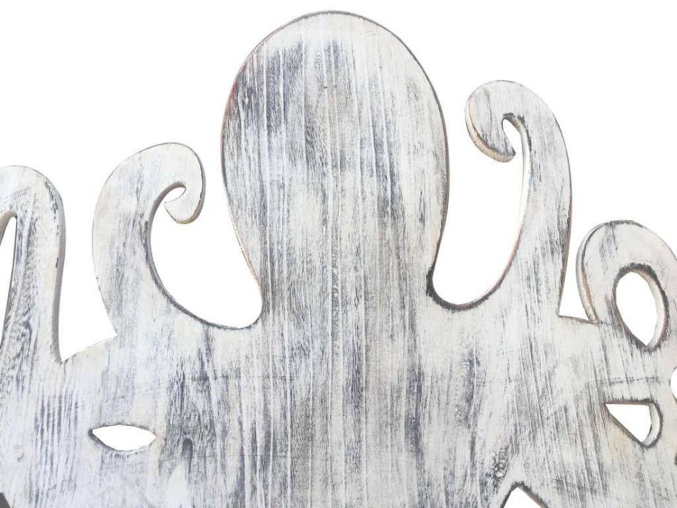 Wooden Whitewashed Octopus Wall Mounted Decoration 25""