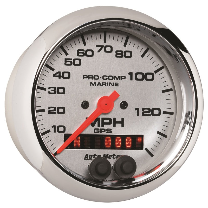 AutoMeter Marine Chrome 3-3/8in 140MPH GPS Speedometer Gauge 200638-35