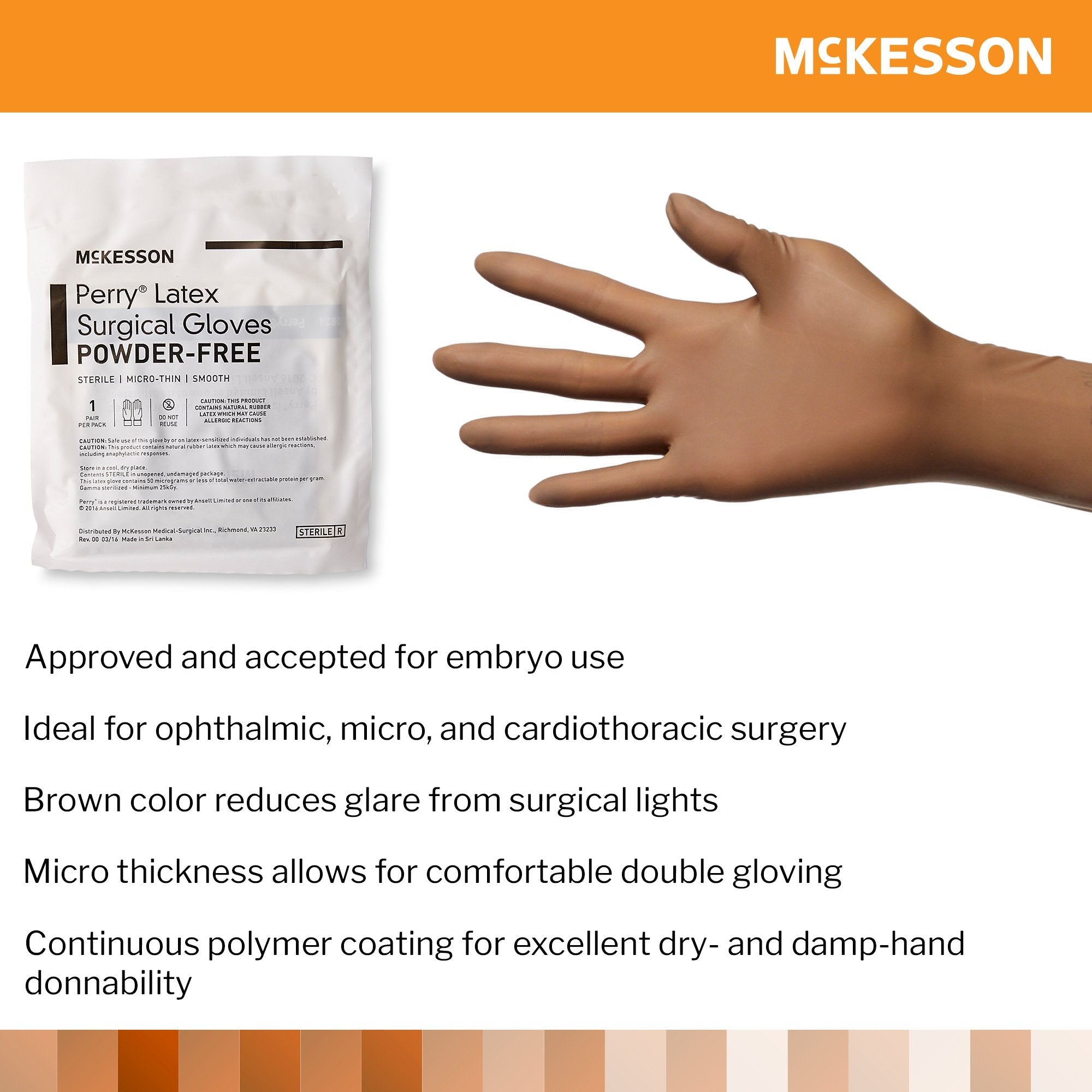 McKesson Perry® Latex Surgical Glove, Size 9, Brown 20-1390N
