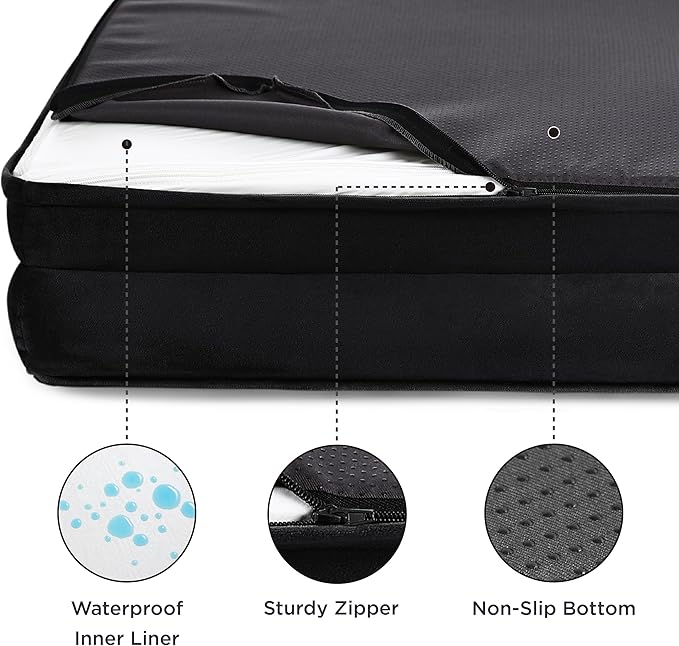 Bedsure Orthopedic Dog Beds for Small Dogs - Washable Small Dog Cat Bed Waterproof, Comfort Pet Couch Sofa with Washable Removable Cover, Pets Bed with Nonskid Bottom, Black, 24" - PhishStones Products