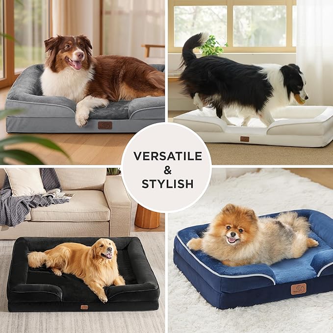 Bedsure Orthopedic Dog Beds for Small Dogs - Washable Small Dog Cat Bed Waterproof, Comfort Pet Couch Sofa with Washable Removable Cover, Pets Bed with Nonskid Bottom, Black, 24" - PhishStones Products