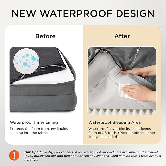 Bedsure XL Plus Orthopedic Dog Bed for Extra Large Dogs - Washable XLarge Dog Cat Bed Waterproof, Comfort Dogs Couch Sofa with Washable Removable Cover, Pet Bed with Nonskid Bottom, Grey, 48" - PhishStones Products