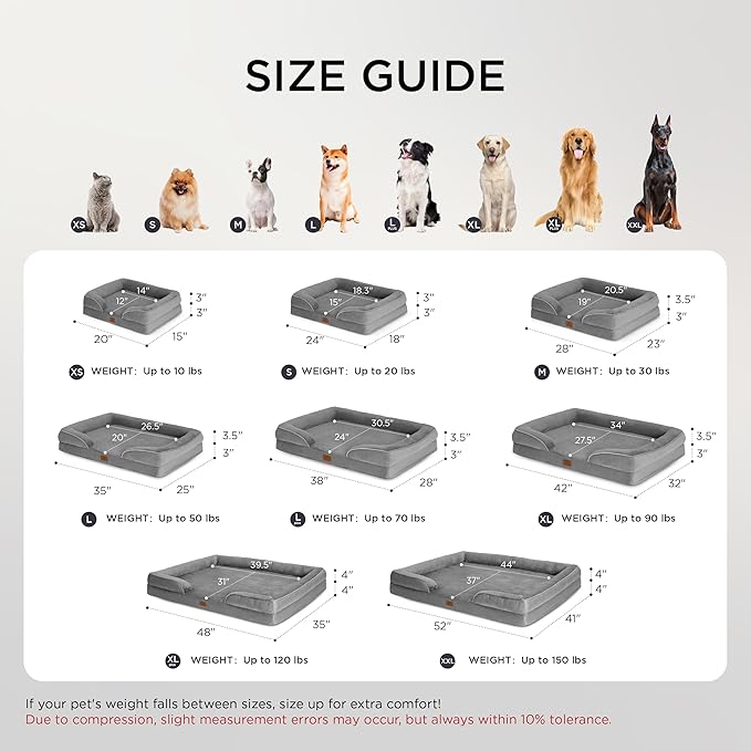 Bedsure XL Plus Orthopedic Dog Bed for Extra Large Dogs - Washable XLarge Dog Cat Bed Waterproof, Comfort Dogs Couch Sofa with Washable Removable Cover, Pet Bed with Nonskid Bottom, Grey, 48" - PhishStones Products