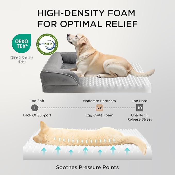 Bedsure XL Plus Orthopedic Dog Bed for Extra Large Dogs - Washable XLarge Dog Cat Bed Waterproof, Comfort Dogs Couch Sofa with Washable Removable Cover, Pet Bed with Nonskid Bottom, Grey, 48" - PhishStones Products