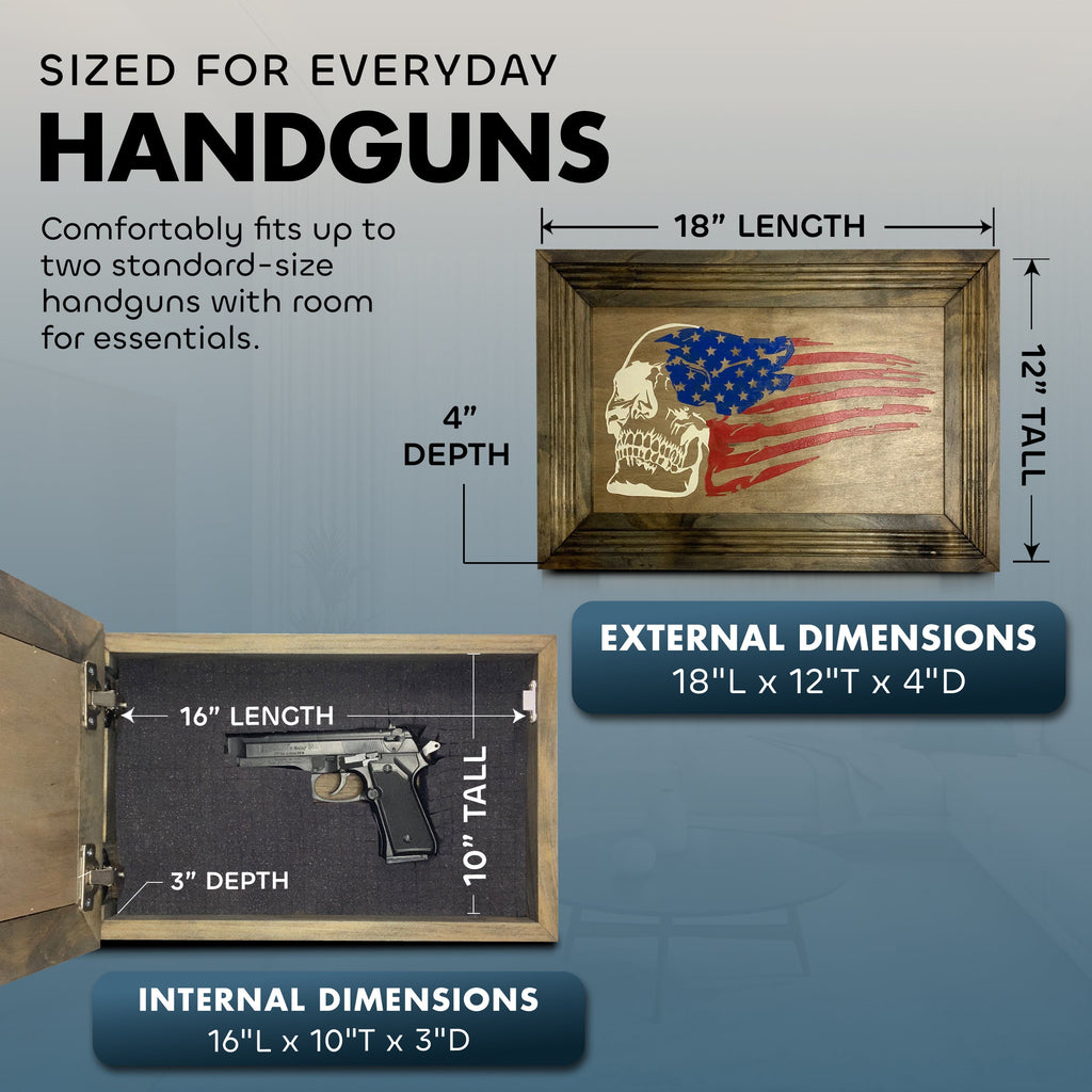 American Flag & Skull Hidden Gun Safe Concealed Furniture Quick Access