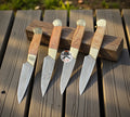 Best Handmade Steak Knife Set - Premium Damascus Blades with Leather Roll Kit - PhishStones Products