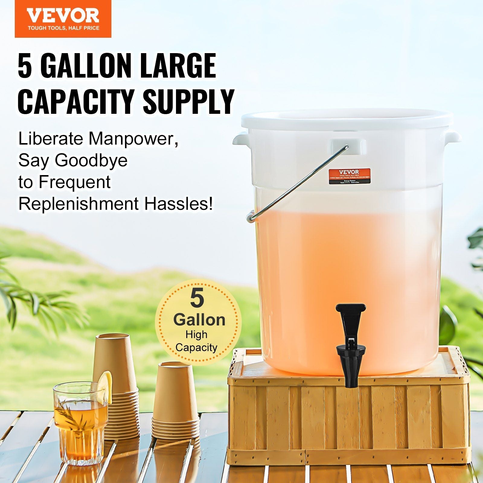 Beverage Dispenser, 5 Gallon Drink Dispensers for Parties, Plastic Juice Dispenser with Spigot and Lid, Iced Tea Lemonade Juice Water Dispenser, for Restaurants, Hotels, Parties - PhishStones Products
