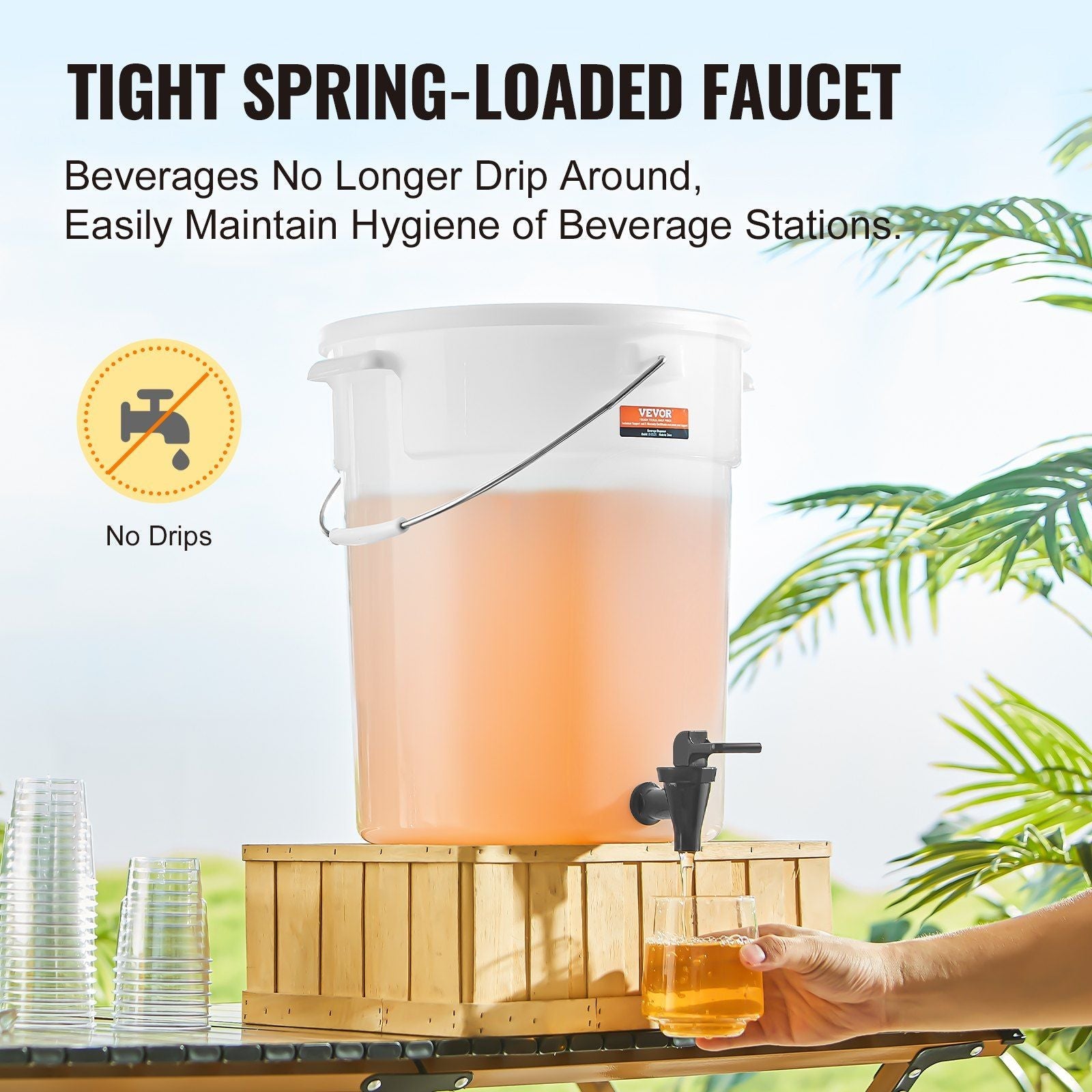 Beverage Dispenser, 5 Gallon Drink Dispensers for Parties, Plastic Juice Dispenser with Spigot and Lid, Iced Tea Lemonade Juice Water Dispenser, for Restaurants, Hotels, Parties - PhishStones Products