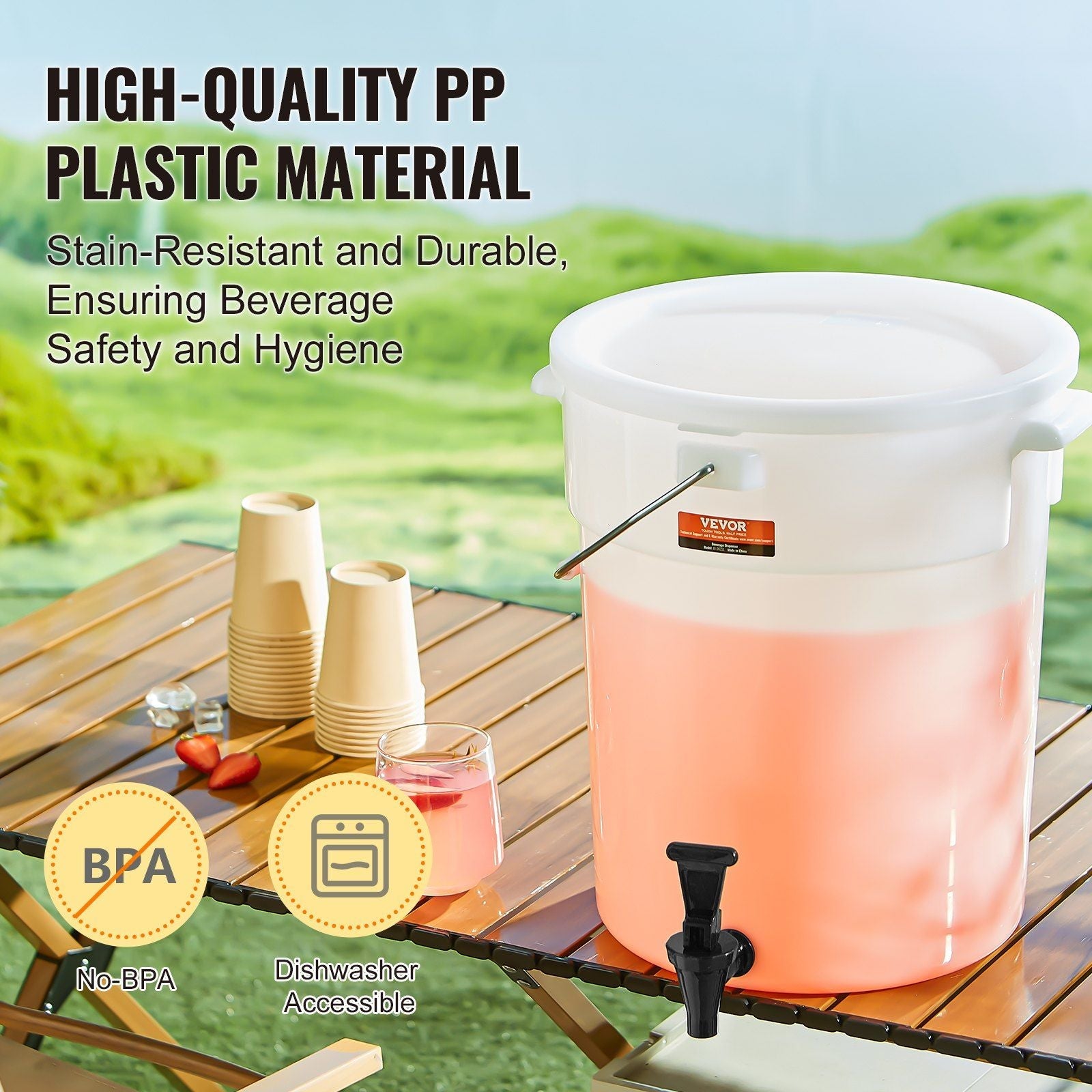 Beverage Dispenser, 5 Gallon Drink Dispensers for Parties, Plastic Juice Dispenser with Spigot and Lid, Iced Tea Lemonade Juice Water Dispenser, for Restaurants, Hotels, Parties - PhishStones Products
