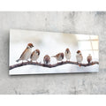 Seven Sparrows On A Bare Branch Glass Wall Art