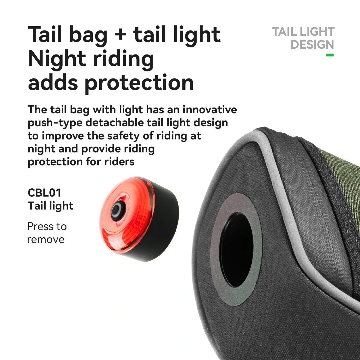 Multifunctional Cycling Tail Bag With Light