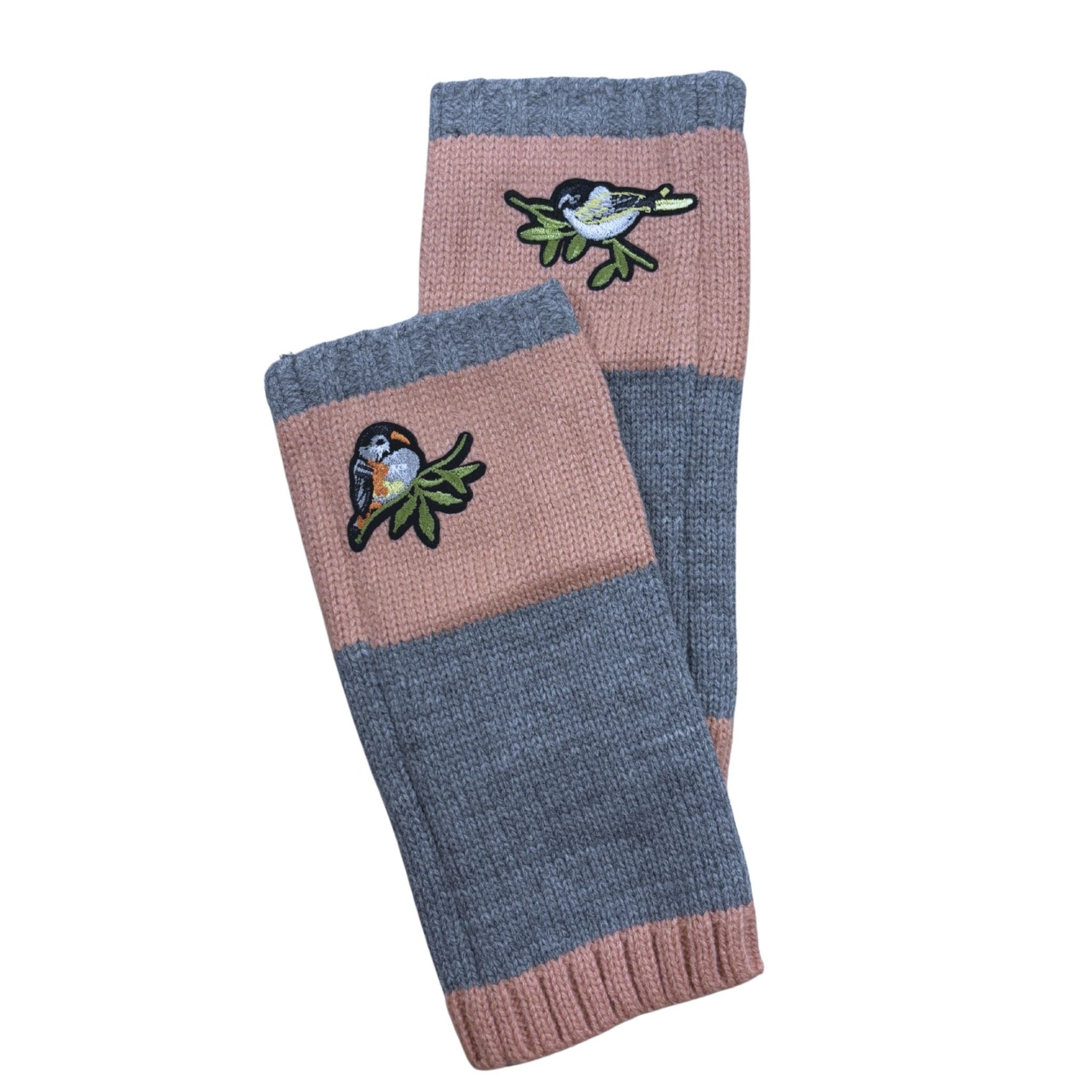 Bird Applique Arm Warmers | Fingerless Gloves in Black, Pink, or Green - PhishStones Products