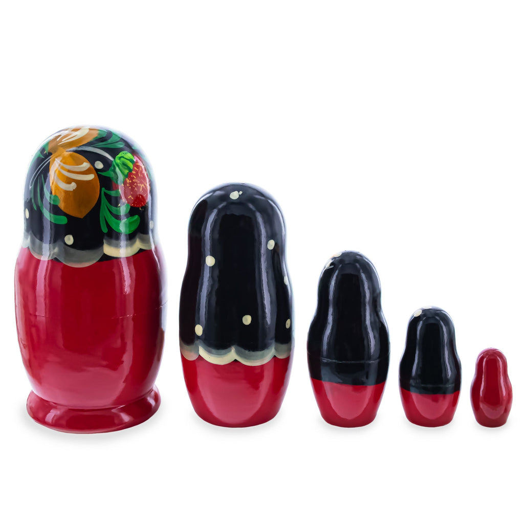 Black Hood with Strawberries Wooden Nesting Dolls - PhishStones Products