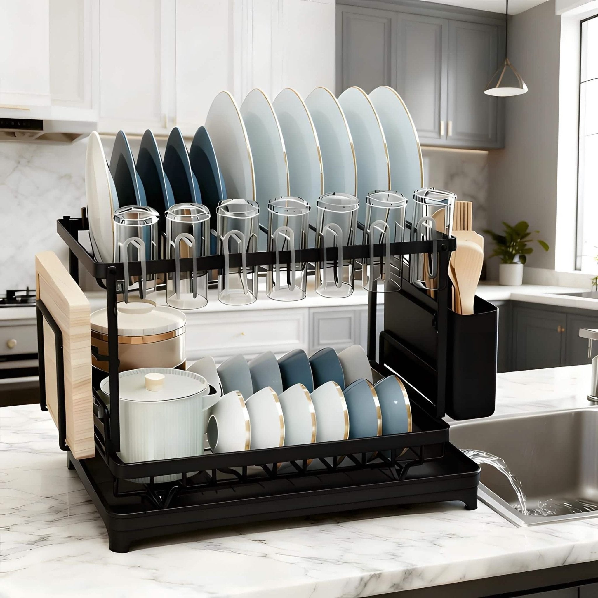 Black Metal Dish Rack – 2 - Layer / 3 - Layer - PhishStones Products