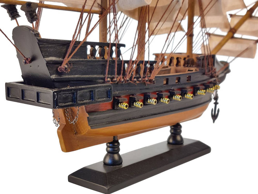 Wooden Black Pearl White Sails Limited Model Pirate Ship 15""