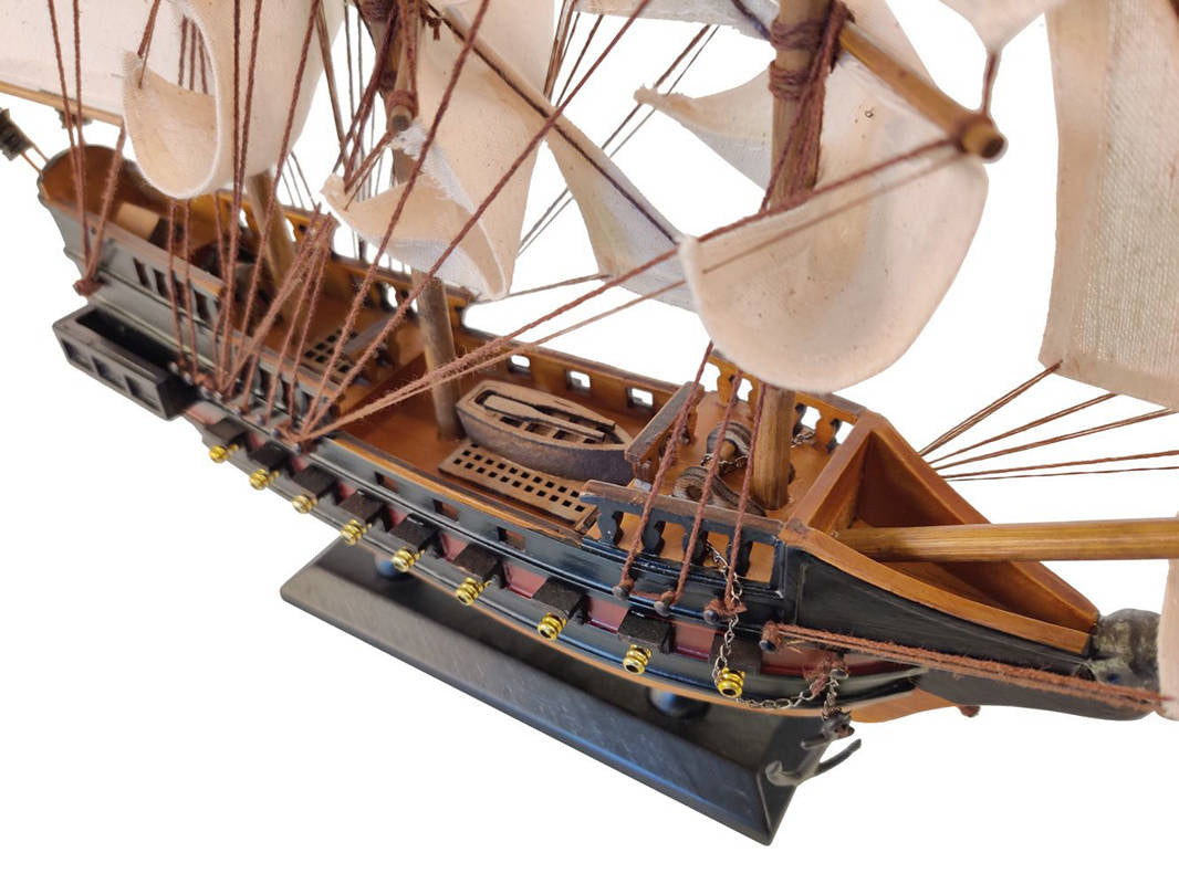 Wooden Black Pearl White Sails Limited Model Pirate Ship 15""