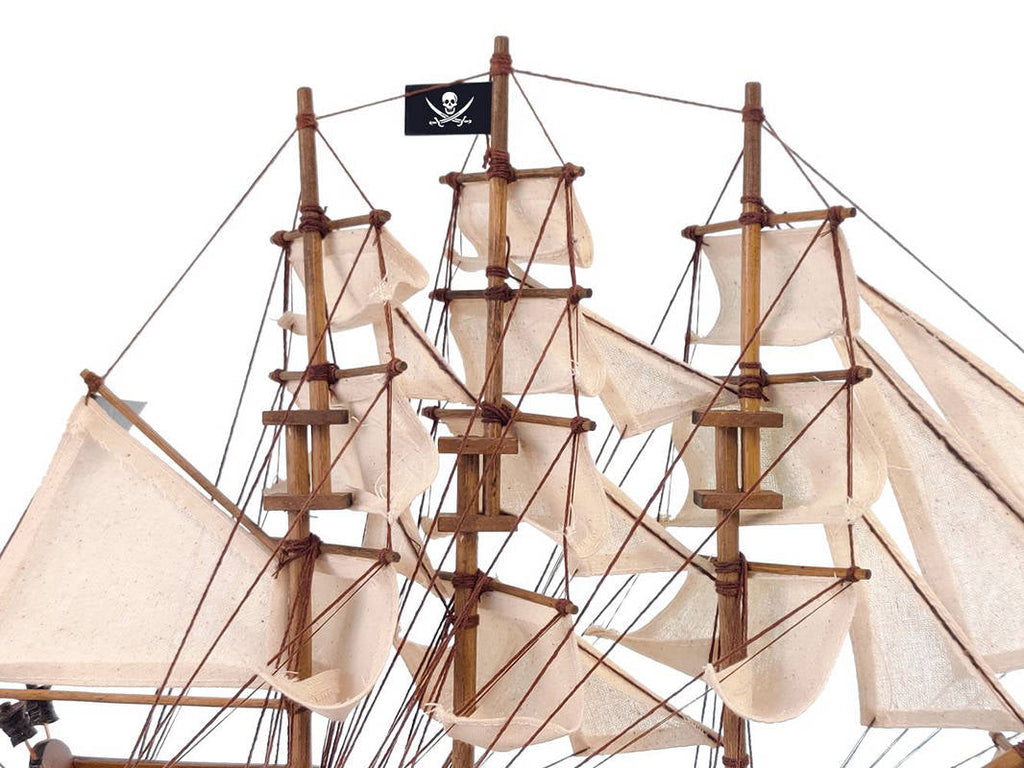 Wooden Black Pearl White Sails Limited Model Pirate Ship 15""