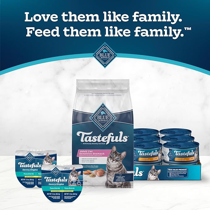 Blue Buffalo Tastefuls Adult Dry Cat Food Sensitive Stomach Formula, Made in the USA with Natural Ingredients, Chicken Recipe, 7 - lb. Bag - PhishStones Products