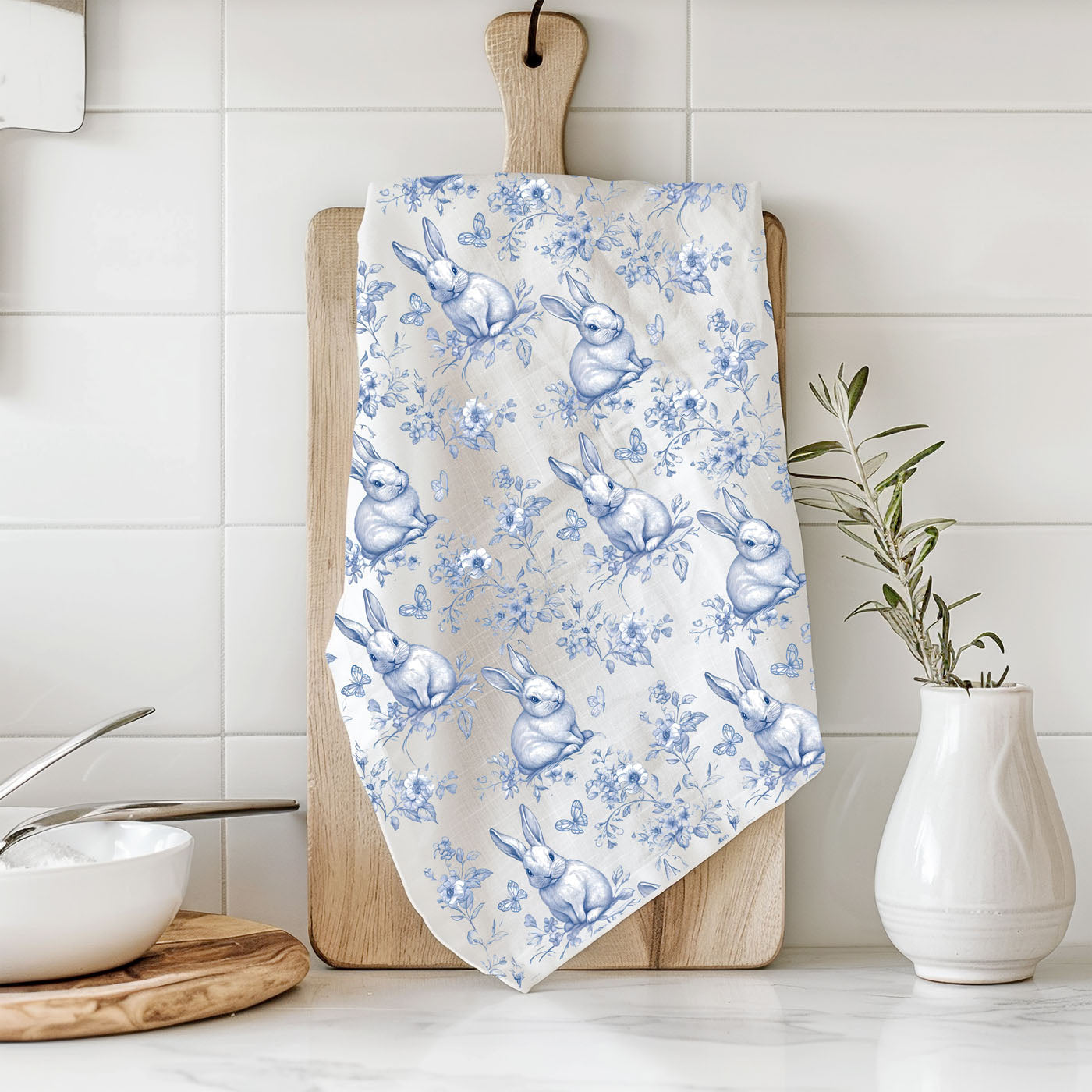 Blue Toile Towel