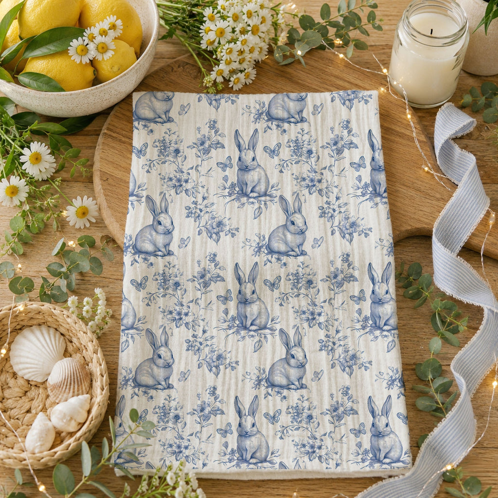 Blue Toile Towel