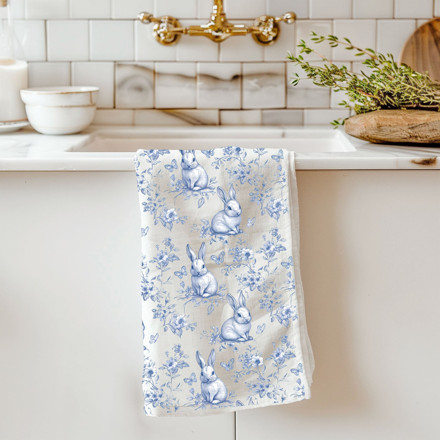 Blue Toile Towel