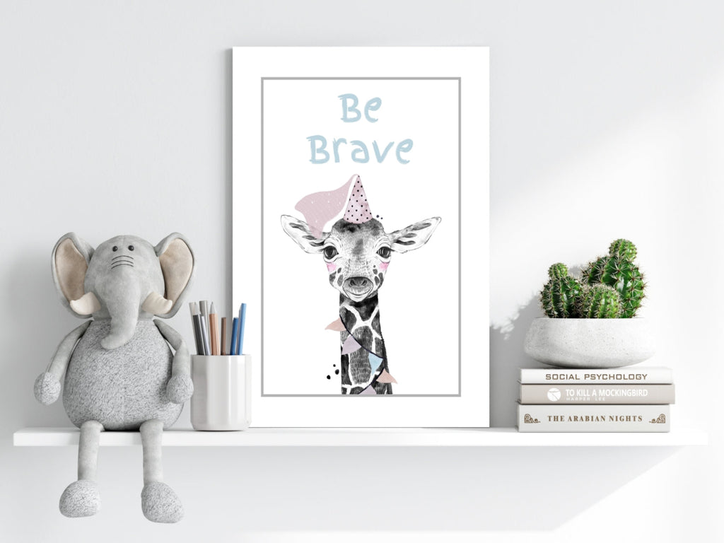 Party Hat Baby Giraffe Be Brave Aluminum Print