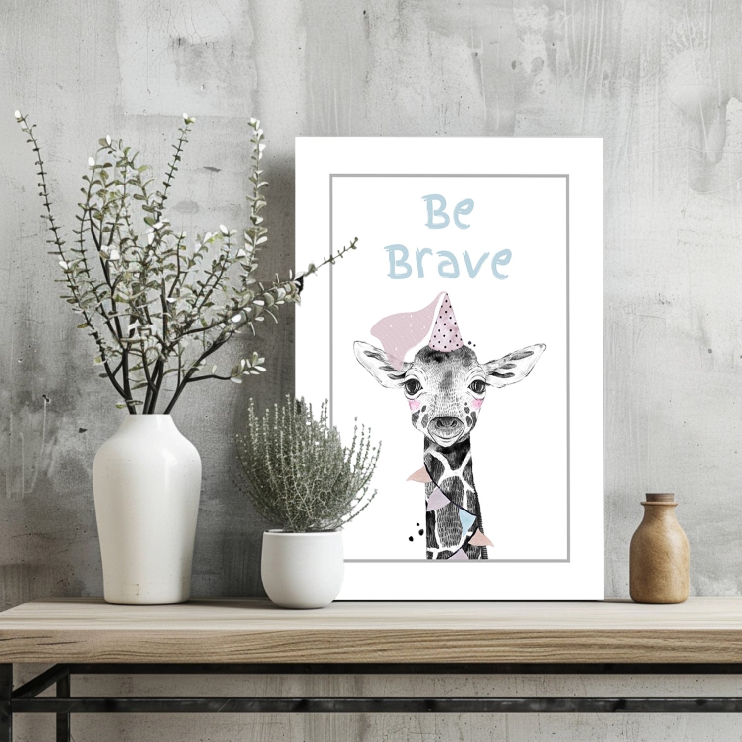 Party Hat Baby Giraffe Be Brave Aluminum Print