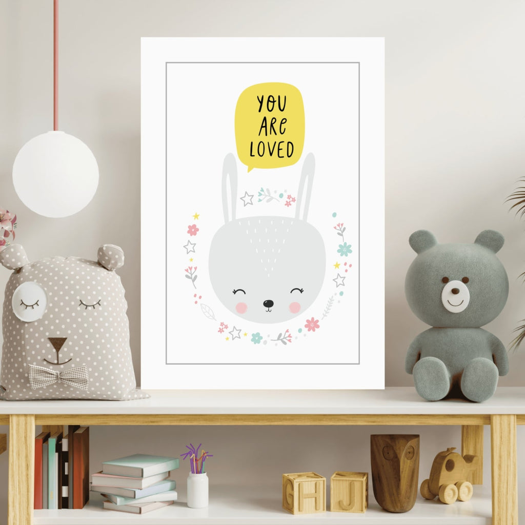 Bunny With Flower Wreath and Stars Aluminum Print