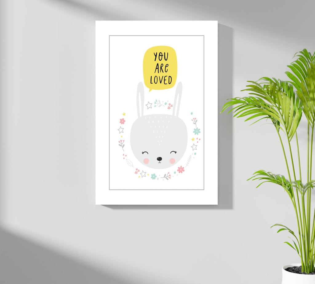 Bunny With Flower Wreath and Stars Aluminum Print