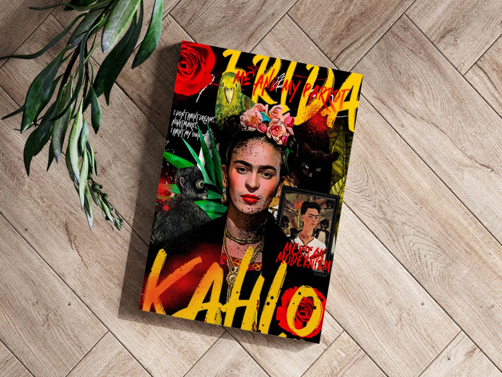 Frida Kahlo Red Rose Collage Poster Aluminum Print
