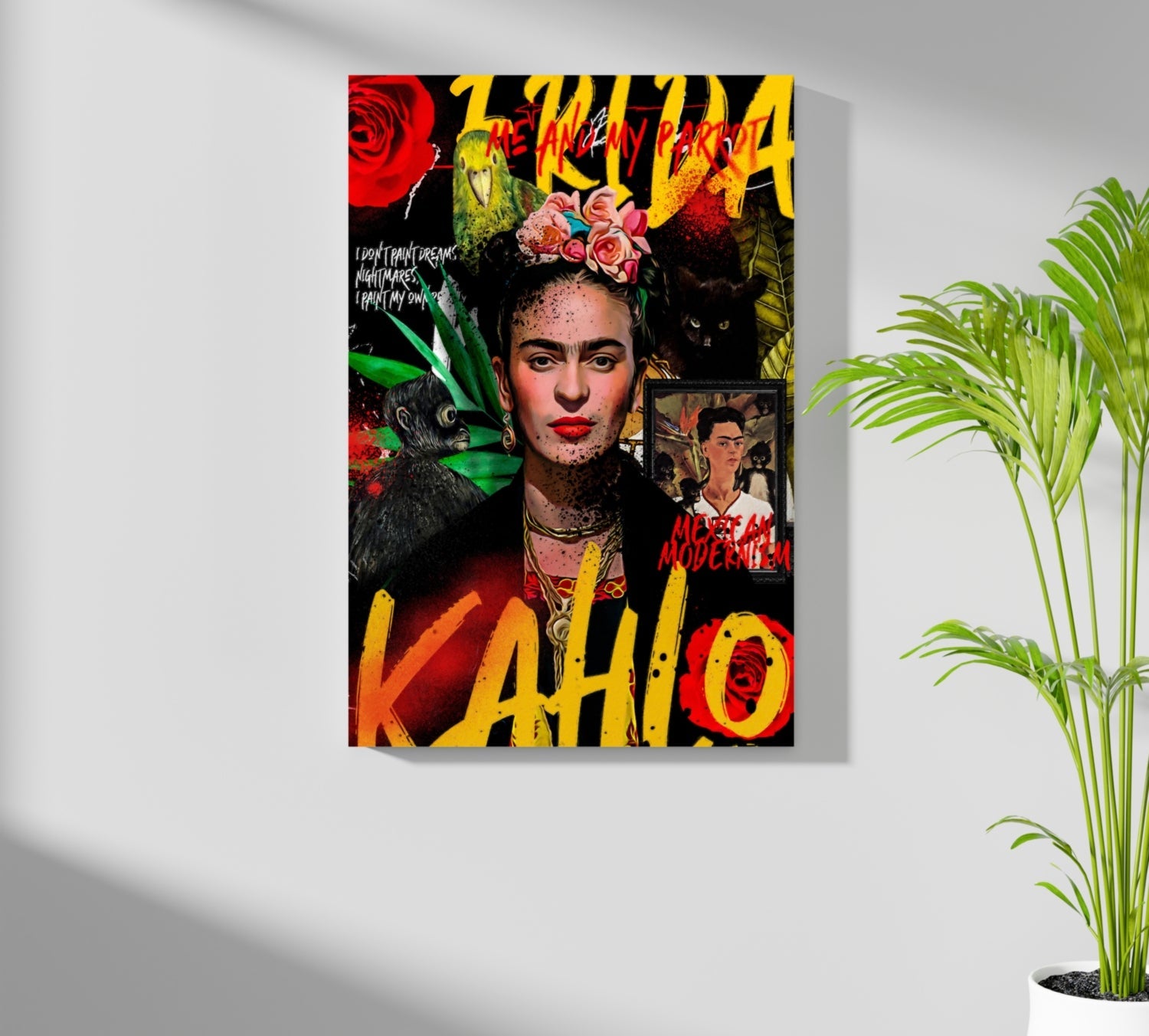 Frida Kahlo Red Rose Collage Poster Aluminum Print