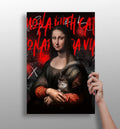 Mona Lisa Red Graffiti Lady Holding Cat Classic Aluminum Print