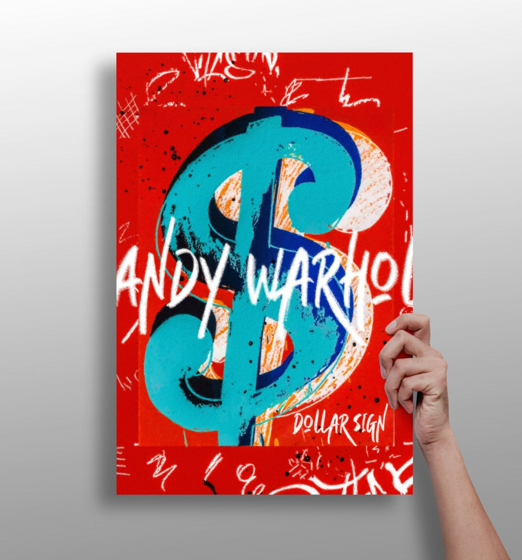 Teal Dollar Sign Red Aluminum Print