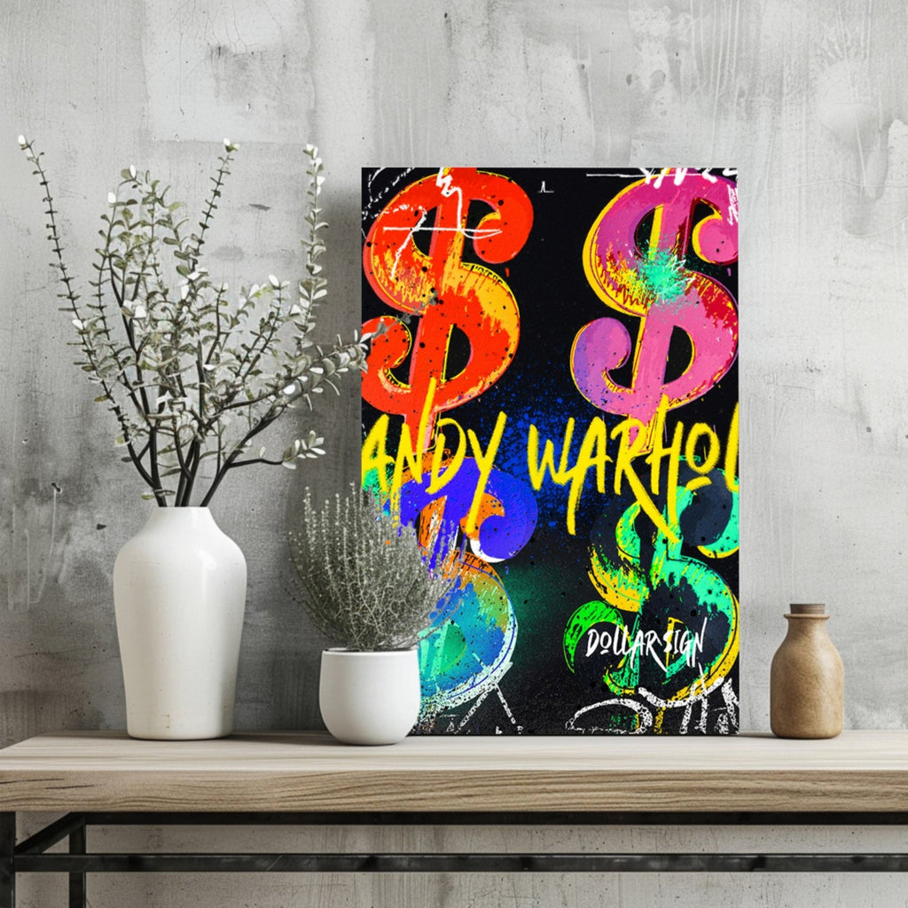 Neon Dollar Signs Aluminum Print