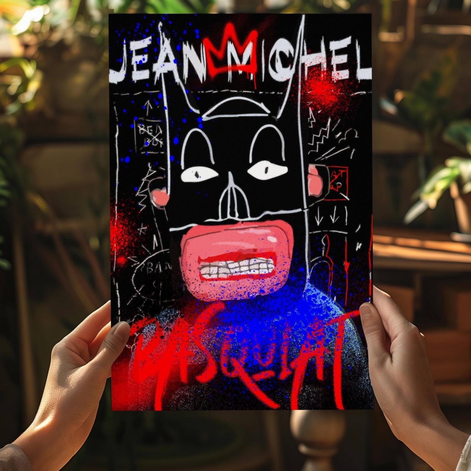 Graffiti Bat Mask Face Aluminum Print