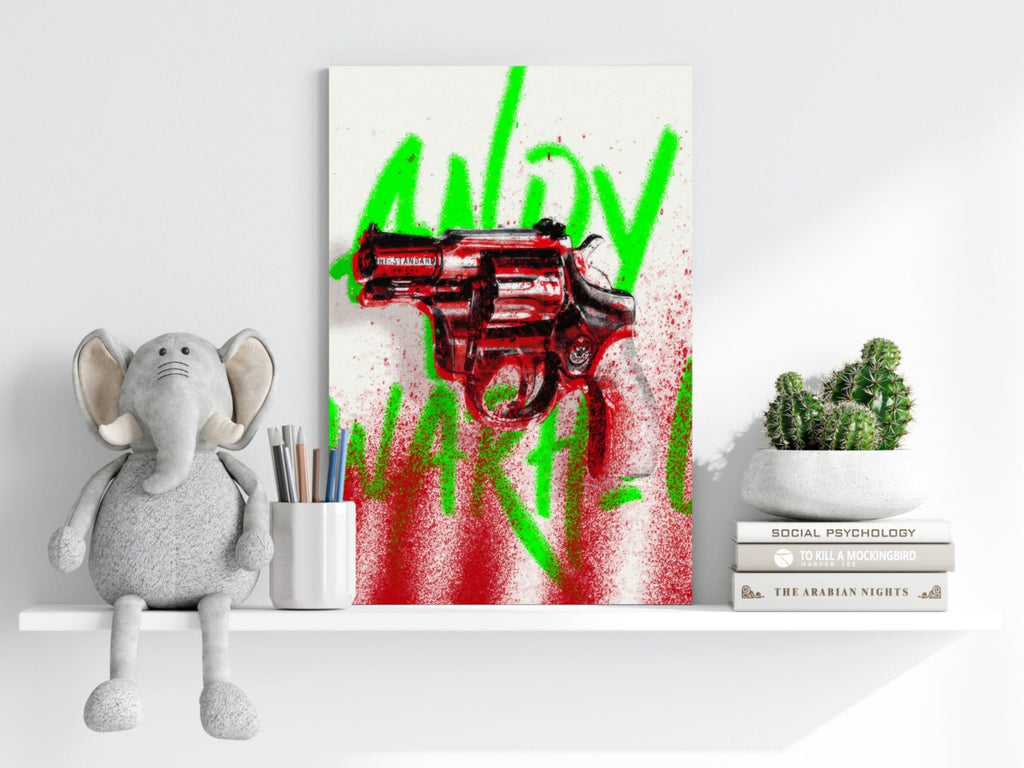 Red Revolver Graffiti Aluminum Print