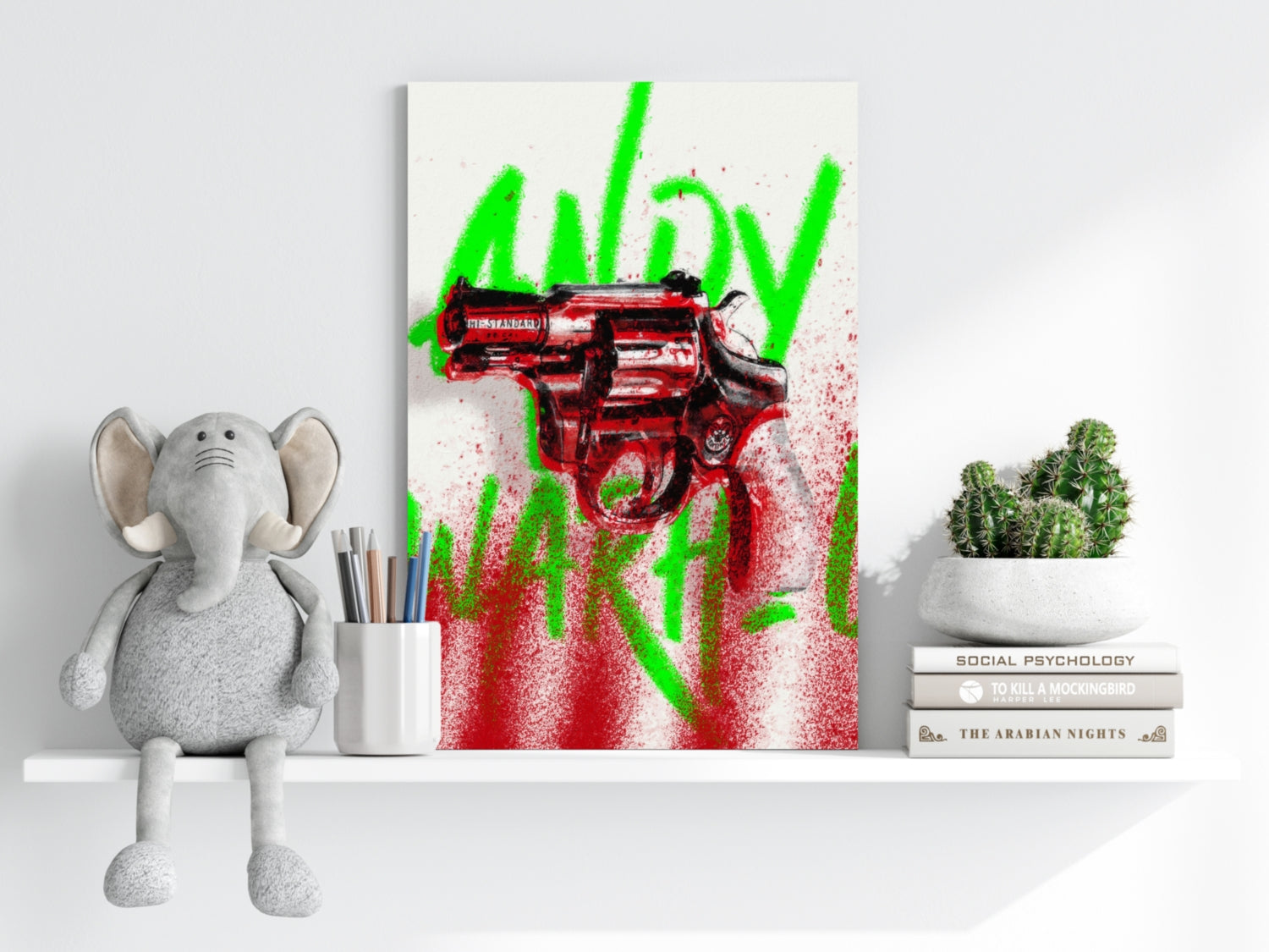 Red Revolver Graffiti Aluminum Print