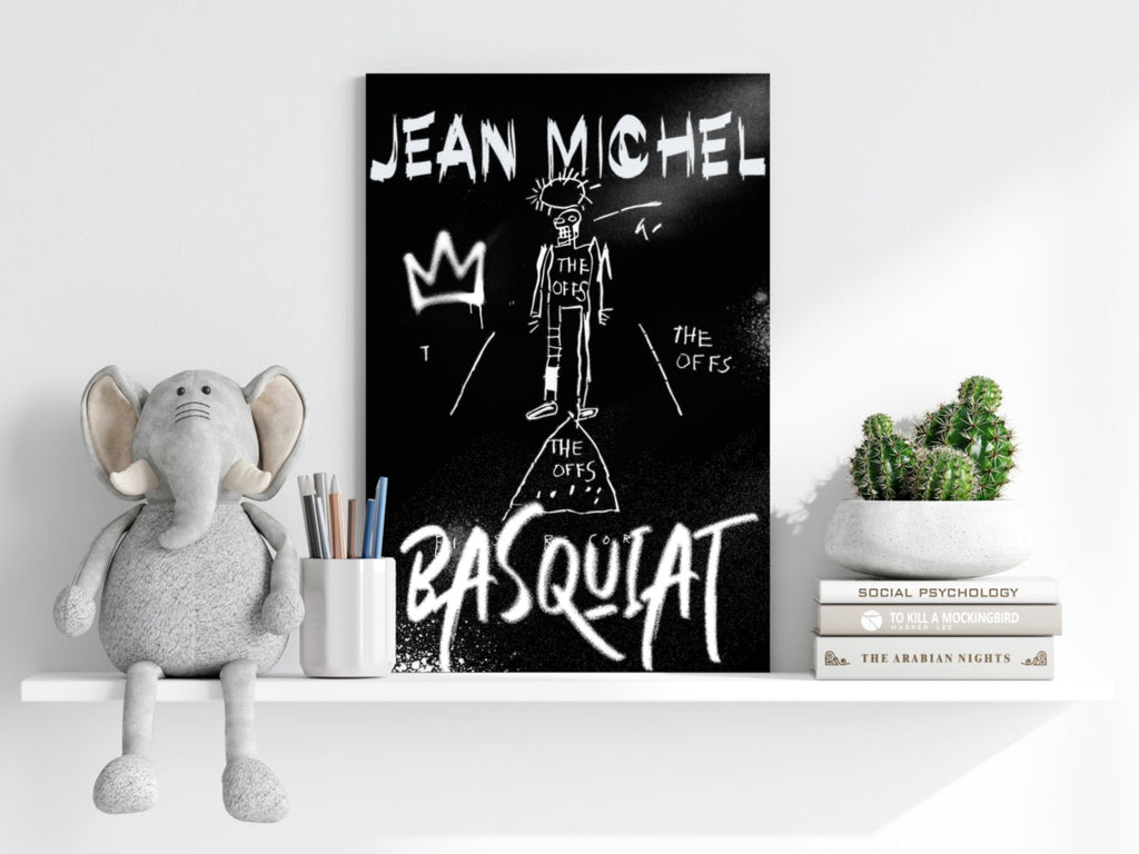 White Chalk Stick Figure Aluminum Print
